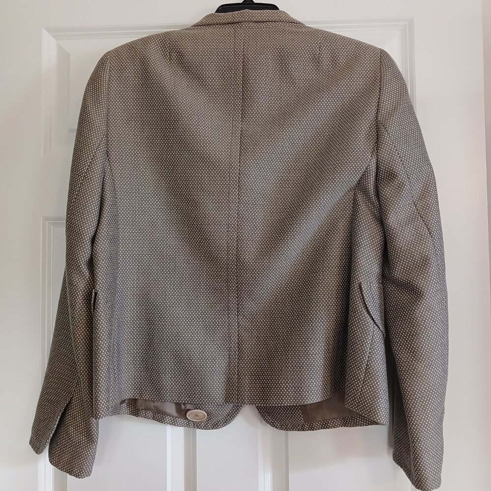 AKRIS Punto Cotton Taupe White Polka Dot Retro Blazer Jacket - Picture 4 of 6